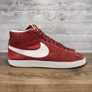 Nike Blazer Mid Team Red Maroon Suede White Big Swoosh Retro Shoes Size 10.5